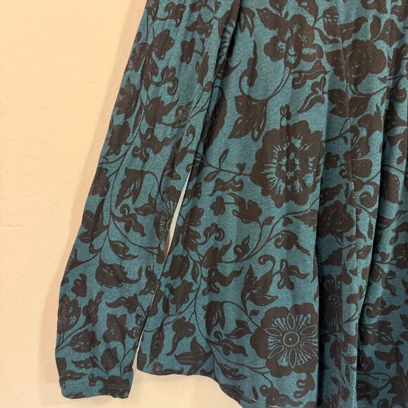 Peruvian Connection Teal & Black Burnout Legenlook Sheer Flowing Tunic Top M/L - Picture 6 of 10